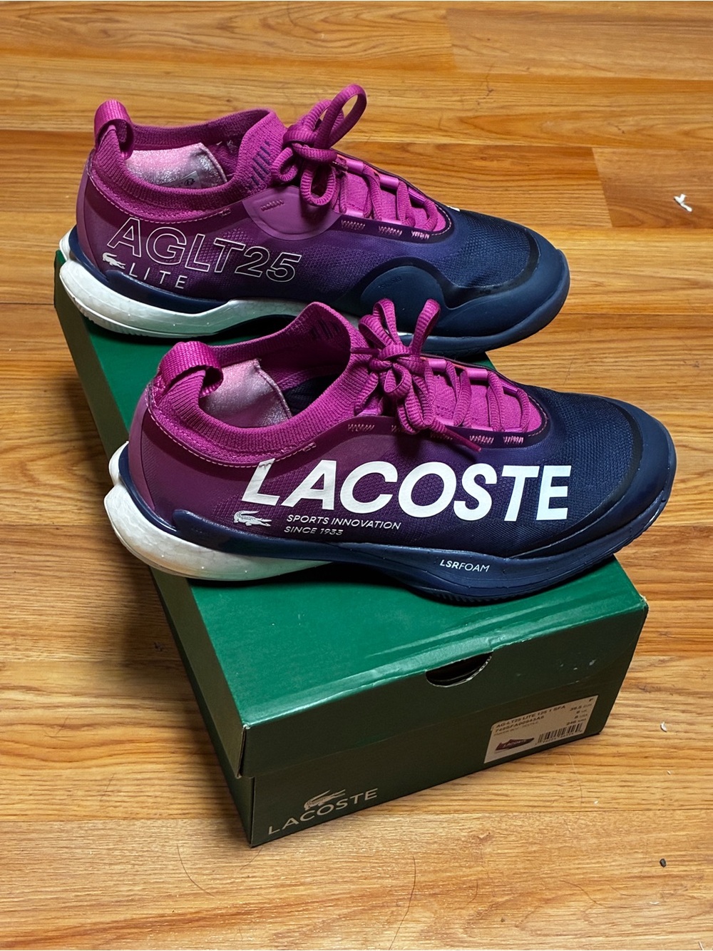 Lacoste women’s AG-LT25 LITE 125 1 SFA SNEAKERS - Pink/Dark Blue, Sise 8 USA